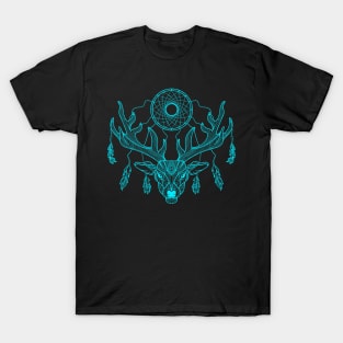 Mandala neon deer design with a deer designed in a mandala style T-Shirt